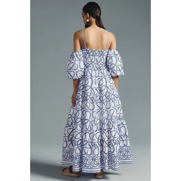 Anthropologie Puff-Sleeve Eyelet Dress Size M - Picture 3 of 7